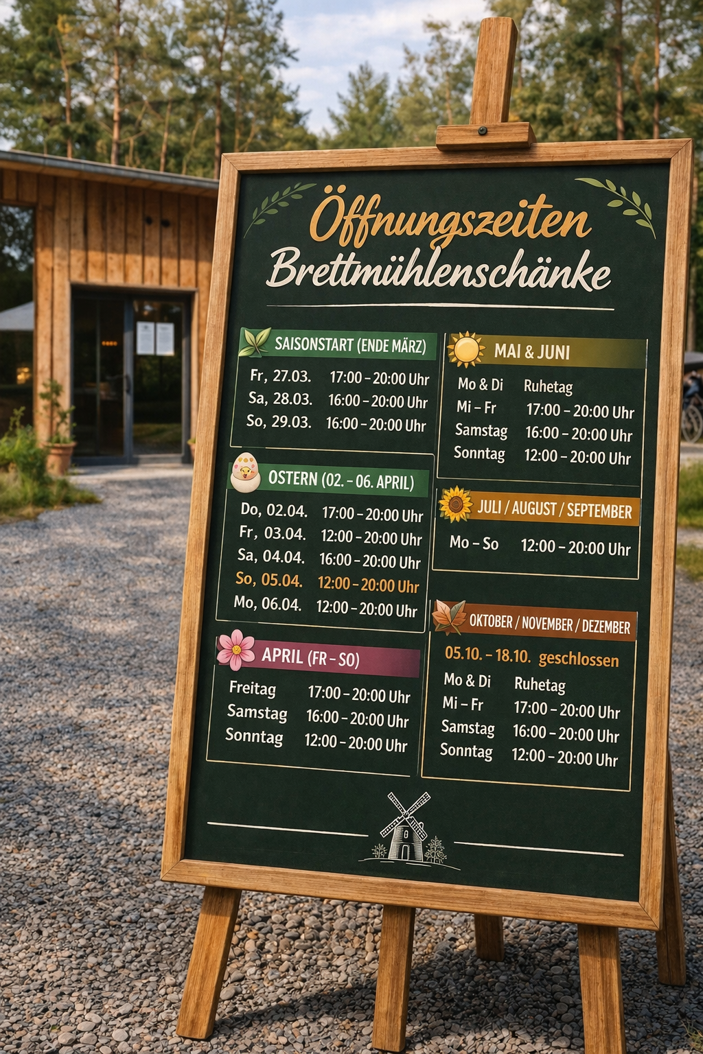 Öffnungszeiten Brettmühlenschänke 2026